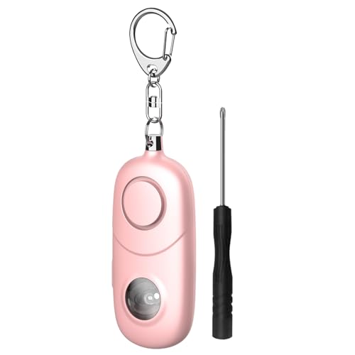 Qoosea Llavero Alarma Personal 135dB con Luz Estroboscópica para Mujeres, Niños, Estudiantes, Ancianos – Alerta de Seguridad, Autodefensa de Emergencia, Carrera Nocturna, Senderismo(Rosa)
