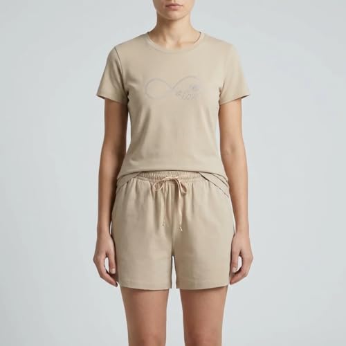 Image of Women Co-Ord Top Bottom Outfit Fabric Printed Casual Daily Travel Occasion Style | Beige
