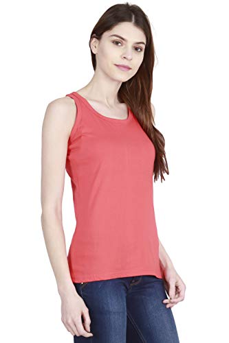 Image of FLEXIMAA Women's Cotton Plain Round Neck Sleeveless T-Shirt