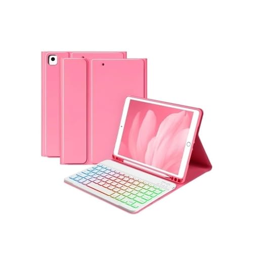 Funda teclado iPad Pro 11 YSJX con ranura para lápiz QWERTY RGB Begonia Red