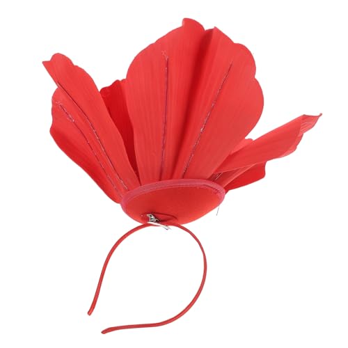 Bandeau à grosse fleur rouge pour femmes, serre-tête floral de mariée