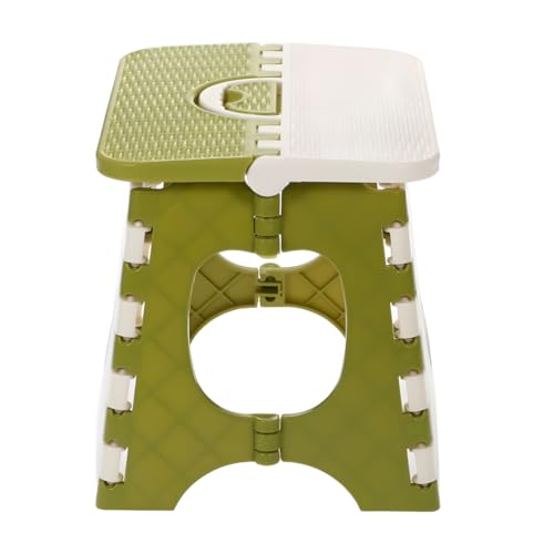 Image of Slim Portable Folding Stool Lightweight Non-Slip Plastic Step Stool with Carry Handle - Foldable, Portable & Space-Saving Design