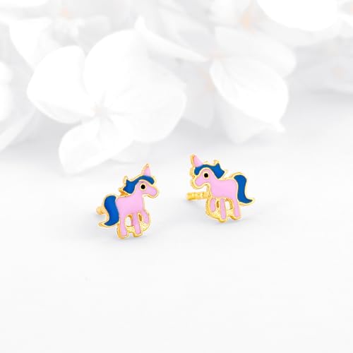 GIVA Silver Golden Pie Unicorn Kids Earrings |Gifts for Girlfriend, Birthday Gifts for Kids | With Certificate of Authenticity and 925 Stamp | 6... - Image 5