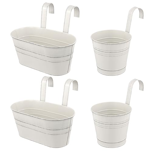 MOUYAT 4 PCS Metal Hanging Flower Pots, 2 Sizes...