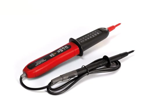 Velleman Probador de voltaje bipolar, para AC y DC, CAT III, de 12 a 400 V, pantalla LED, indicación de polaridad, preciso, para interior y exterior, negro/rojo