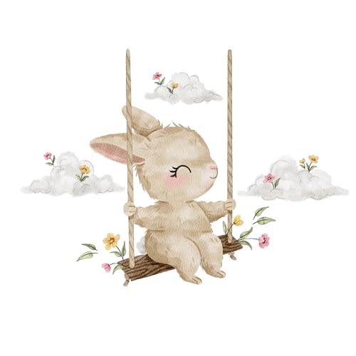Image of Large Fabric Removable Wall Decal – Peel-and-Stick, Animal Wall Stickers, Playroom & Nursery Decor – Bunny, Sensory-Textured Baby Nursery Decor & Kids Wall Decal by Charming Duo