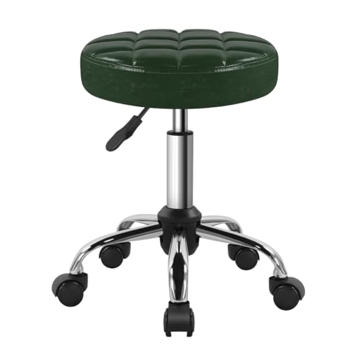 Image of BFTOU Classic Swivel Stool with Wheel for Salon Work Home SPA Shop Height-Adjustable and Cost-Effective Rolling Stool Chair Small (Green)