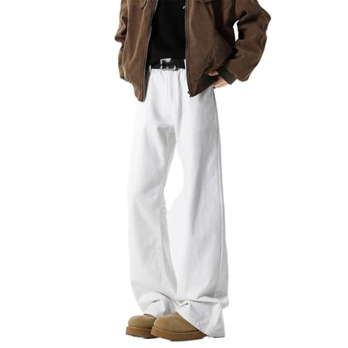 Men's Jeans Spring American White Denim Straight Wide Leg Long Pants for Men2