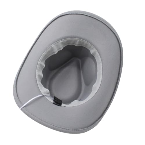 Image of LIDHAY Women Men Classic Felt Wide Brim Western Cowboy Cowgirl Hat with Belt Buckle