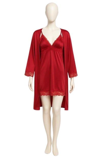 Ladies Nighty Sleep Dress Comfortable Soft Fabric Relaxed Fit Nighttime Lounging At Home Red XL-image-14