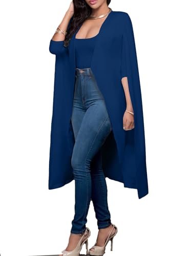 LYANER Women's Cape Long Sleeve Work Wear Blazer Jackets Long Cape Coat4