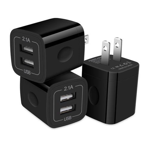 USB Plugs Wall Outlet Power Adapter Dual USB Electric Plug Charging Cube Compatible iPhone 16e 15 Pro Max 14 13 12 SE 11 8,Samsung Galaxy S25 Plus S24 Ultra S23 FE A16 A15 5G A54 A14 A13 A53 S21 A03s