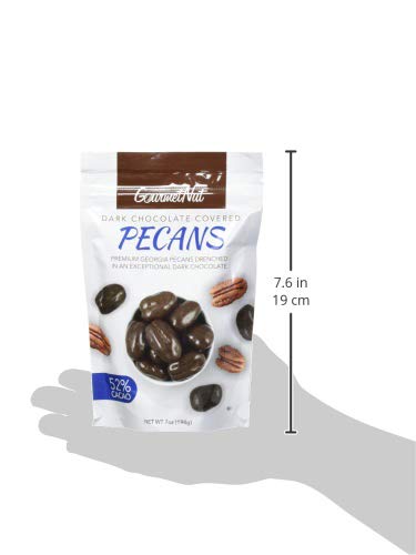 Gourmet Nut Dark Chocolate Covered Pecans, 52% Cacao, Vegan, Non-Dairy, Premium Dark Chocolate, 7 Oz (Pack Of 1)