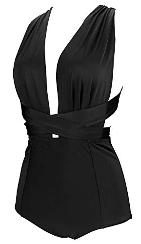 COCOSHIP Retro One Piece Backless Bather Swimsuit High Waisted Pin Up Swimwear(FBA)2