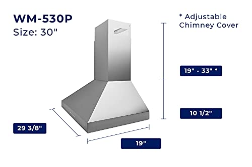 Hauslane WM-530P Wall Mount Range Hood 30 Inch, Pro Model, Matte White Range Hood thumb #6