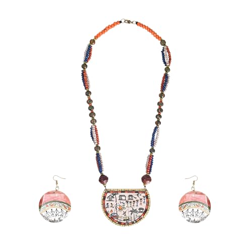 Image of AAKRITI ART CREATIONS Handcrafted Women's Jewelry Set - Elegant Ethnic Necklace and Earrings, Statement Fashion Accessories for Parties & Festivals