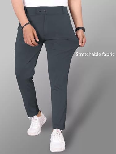 Image of Men's Black Slim Fit Formal Trouser, Casual Straight Leg Pants with Side Pockets