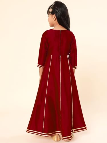 Image of A.T.U.N. (ALL THINGS UBER NICE) Girls Woven Design Gota Jacket Maxi Anarkali Gown