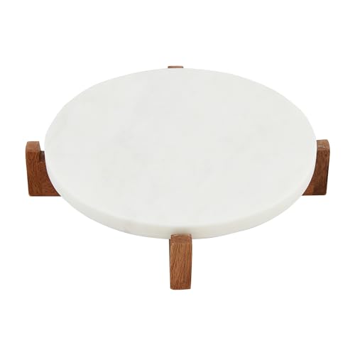 Mud Pie Pedestal de mármol de madera blanca, 2 x 8 1/2 pulgadas de diámetro