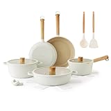 SENSARTE Ceramic Nonstick Cookware Set Non-toxic Healthy Pots and Pans Set Ceramic Coated Kitchen Cooking Set, Free of Intentionally Added PFAS/PTFE, Dishwasher&Oven Safe, Induction Compatible, 15pcs