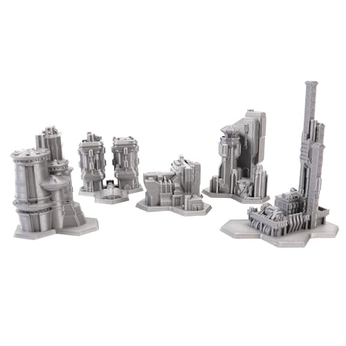 Tabletop Terrain 6mm Sci-Fi Cityscape Bundle 1 Hex for Miniatures Games Such as Epic Battletech Adeptus Titanicus (Bundle 1 with Hexes)