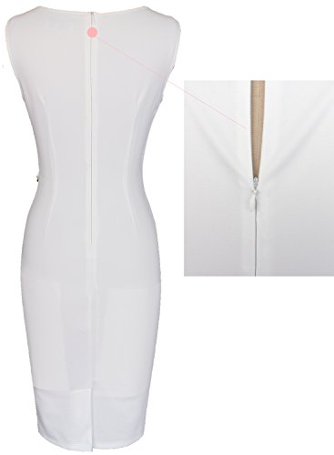 Image of VFSHOW Womens Work Office Business Casual Sleeveless Ruched Elegant Professional Church Cocktail Party Pencil Sheath Dress