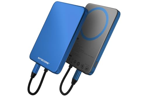Image of NITECORE Pocket 5 Portable Charger, Compact Power Bank, Built-in Cable Colour: Cobalt Blue