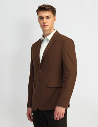 Image of Arrow Knitted Textured Pattern Mens Blazer with Three Pockets and Double-Vented Back Hem Single Breasted Blazer