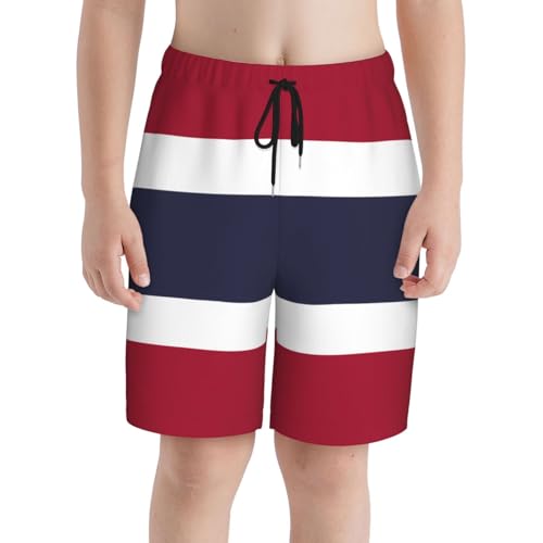 Thailand Flag Youth Beach Pants, Soft and Breathable, with Drawstring Waist, Suitable for Sports and Leisure.3