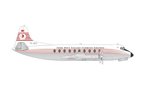 Vickers Viscount 700 Turkish Airlines Herpa 1/200 maqueta de avión de colección metal con soporte