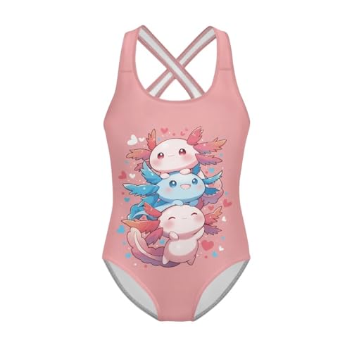 Image of WELLFLYHOM Girls Bathing Suits Size 5-14 One Piece Cross Back Swimsuit Sleeveless Full Coverage Swimwear for Beach Swimming