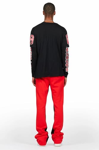 Men's Fields Black/Red Double Layer T-Shirt/Baggy Pant Set3