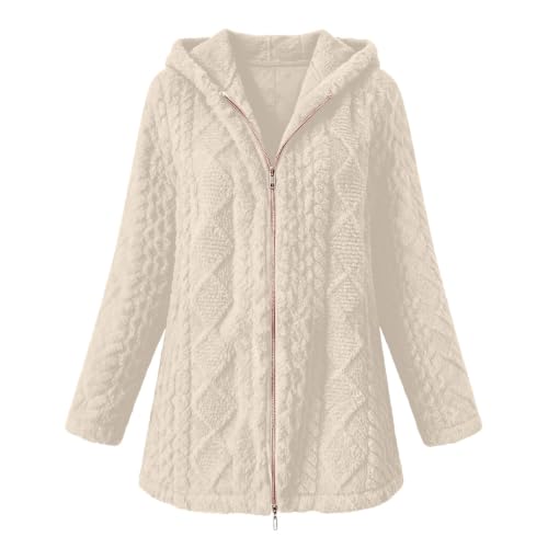 BUERCWS Fuzzy Coats for Women Oversized Fleece Cardigan Casual Hooded Full-Zip Outerwear Jacket with Pockets - image 5