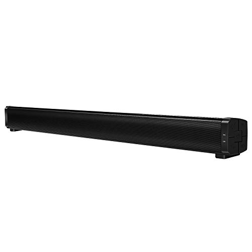 Sound Bar, Soundbar for TV, 32-Inch Wired & Wireless Bluetooth 5.0 Soundbar Home Theater Surround Speakers with Dual Built-in Subwoofer, Optical/Aux/RCA Connection, Wall Mountable, Remote Control