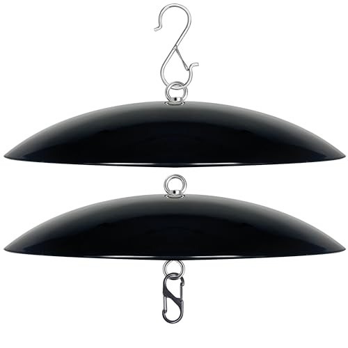 13 Bird Feeder Rain Guard Hummingbird Feeders Shade Dome Cover Hanging Baffle for Bird Feeder Pole Smart Birds Feeder Umbrella (Black) 2 Pack