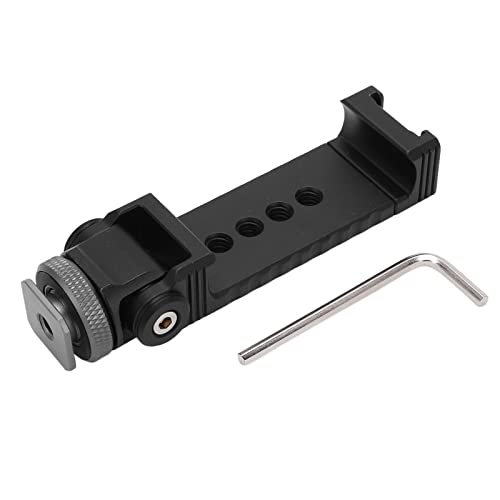 Portable Phone Tripod Mount with Cold Shoe, 180° Rotatable Cell Phone Clamp Holder, 1/4 Inch Screw for Smartphones, Durably Alloy Material, Angle for or Live Broadcast