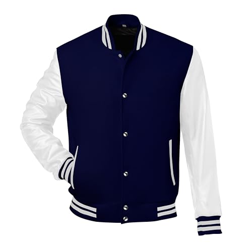 Image of Red And Black Letterman Jacket Men - Mens Black Varsity Letterman High School Baseball Bomber Jacket