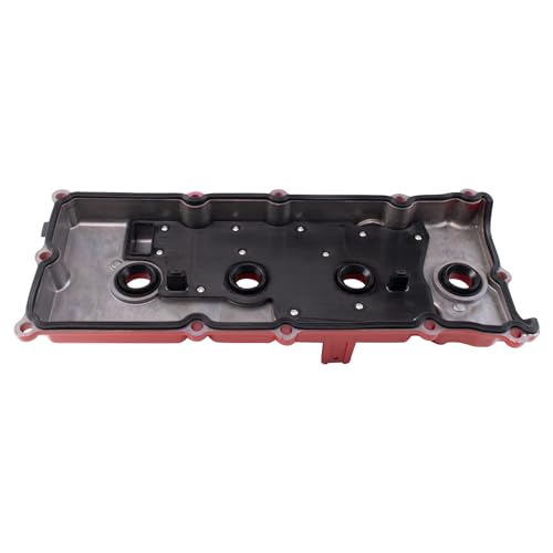 Image of TRQ Driver Side Valve Cover Aluminum Red Compatible with 2004-2010 Infiniti QX56 2004-2015 Nissan Titan 2005-2015 Armada 2008-2012 Pathfinder 2012-2017 NV2500 2012-2017 NV3500