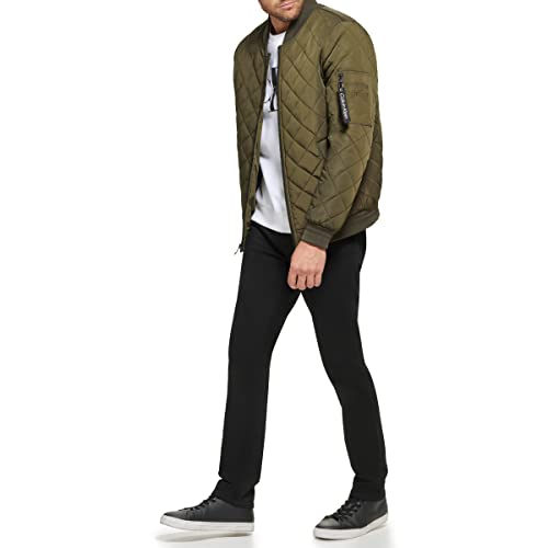 Image of Calvin Klein Men's Quilted Zipper Detail Flight Jacket