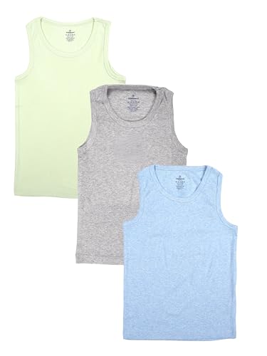 Image of KiddoPanti Boys 100% Cotton Vest Pack of 3 | Cotton 1x1 Rib Knit Sleeveless Innerwear | Soft & Breathable Kids Vest