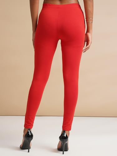 Image of ONE SKY Women Full Length Leggings | Cotton Modal Spandex Blend | High Waist Stretchable & Bio-Washed Fabric | Colour-Lock Technology | Comfortable Leggings for Women