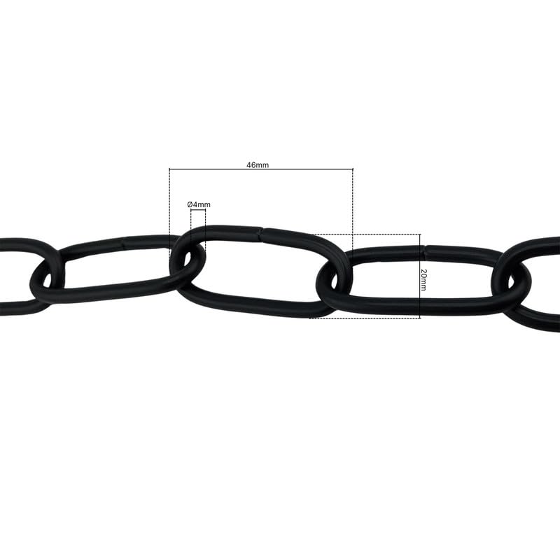 ORION LIGHTSTYLE Cadena para lámpara de araña, cadena de 1 m, cadena de eslabones para lámparas de araña, cadena de hierro, cadena de eslabones redondos, metal (negro, 4 mm)