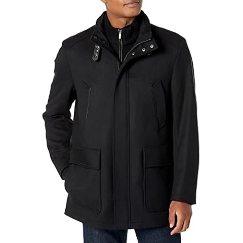Cole Haan Men's Black Wool Carcoat Jacket Cover