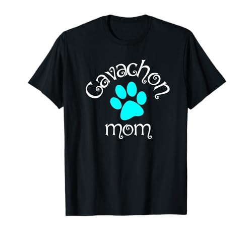 Cavachon Mom Blue Dog Paw Gift T-Shirt