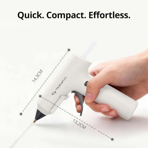 Image of Tilswall Cordless Hot Glue Gun, Fast Preheating with 2Ah Built-in Battery | Hot Melt Glue Gun, 20 Premium Glue Sticks(7x140mm), Mini Glue Gun Ideal for Crafts, DIY Gift, Home Repairs W106s White