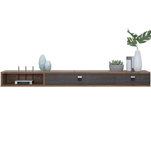 TV-Ständer, Wand-Medienkonsole, TV-Schrank, DVD/Blu-ray-Player, Aufbewahrungsregal, Satelliten-TV-Box, Kabelbox, Holz, schwebend (Farbe: B)