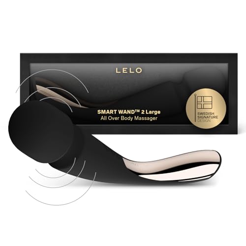 LELO Smart Wand 2 Large All-Over Body Handheld Waterproof Vibrator and Wand Massager, Vibrating Massager for Her and Wand Massagers for Neck and Back with 10 Vibration Patterns, Black
