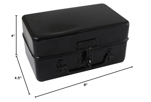 Image of Bin Buddy Black Steel Metal Lock Box For Padlock | Size 8 inch x 4.5 inch x 4 inch Design | Great For Securely Storing Cash, Passport, Jewelry, and All Other Valuables