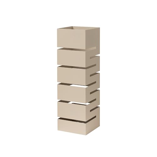 Baroni Home Paragüero Moderno Diseño Moderno con Tallado de Lluvia, Paragüero original con Gancho y Bandeja de Goteo Extraíble para Decorar el Hogar y la Oficina 15,5x15x49 cm (Gris Pardo)