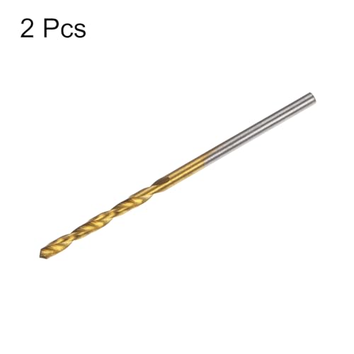QUARKZMAN 2 Stück Brad Point Bohrer Set 2 mm Durchmesser Gerader Rund-Schaft Metrische Spiral Twist Golden Bohrer für Schreiner Holzbearbeitung Kunststoff Gummi